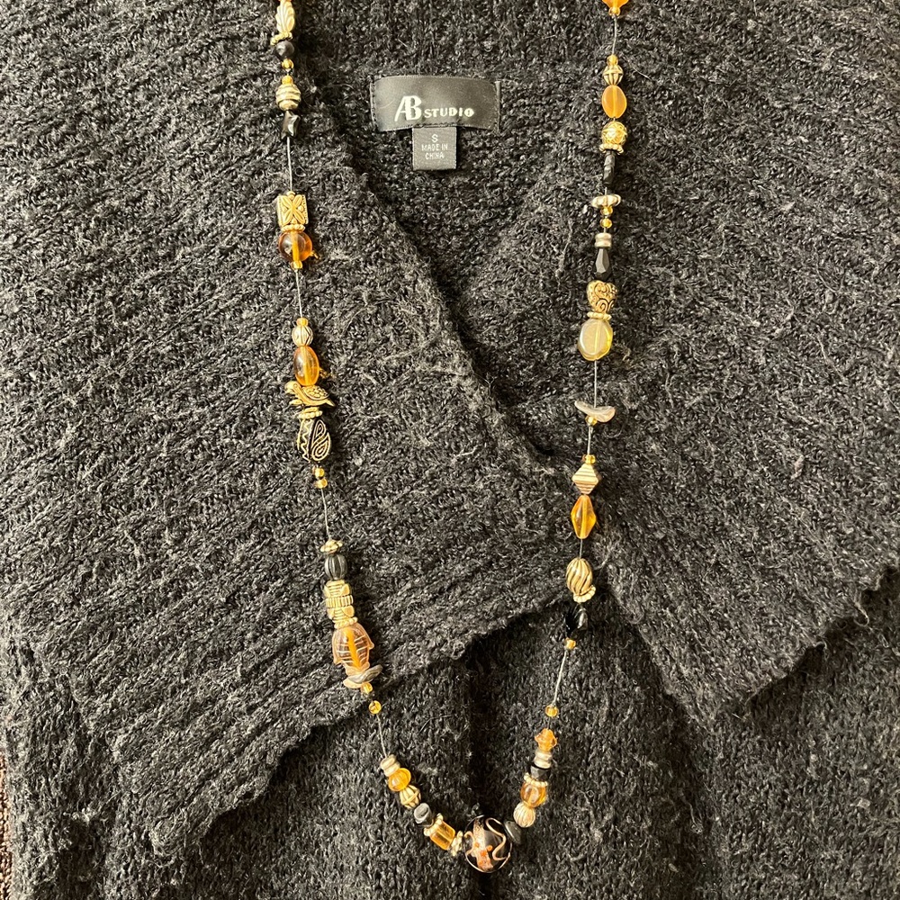 Renee Rayne Floating Bead Necklace - Black & Gold